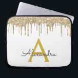 Monogramm des weißen Glitzer Laptopschutzhülle<br><div class="desc">Weiße und goldene Imitate Dripping Modern and Elegant Girly Glitzer and Sparkle Elegant Monogram Case. Dieser Fall kann so angepasst werden,  dass er Ihren Anfangs- und Vornamen enthält.</div>