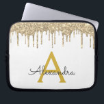 Monogramm des weißen Glitzer Laptopschutzhülle<br><div class="desc">Weiße und goldene Imitate Dripping Modern and Elegant Girly Glitzer and Sparkle Elegant Monogram Case. Dieser Fall kann so angepasst werden,  dass er Ihren Anfangs- und Vornamen enthält.</div>