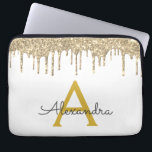 Monogramm des weißen Glitzer Laptopschutzhülle<br><div class="desc">Weiße und goldene Imitate Dripping Modern and Elegant Girly Glitzer and Sparkle Elegant Monogram Case. Dieser Fall kann so angepasst werden,  dass er Ihren Anfangs- und Vornamen enthält.</div>