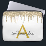 Monogramm des weißen Glitzer Laptopschutzhülle<br><div class="desc">Weiße und goldene Imitate Dripping Modern and Elegant Girly Glitzer and Sparkle Elegant Monogram Case. Dieser Fall kann so angepasst werden,  dass er Ihren Anfangs- und Vornamen enthält.</div>