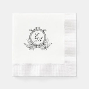 Monogramm des weißen schwarzen Wappen Serviette