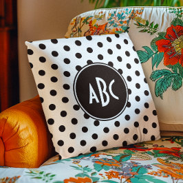 Monogramm des weißen und schwarzen Polka-Dots Kissen