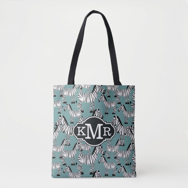Monogramm des Zebra-Muster-| Tasche (Vorderseite)
