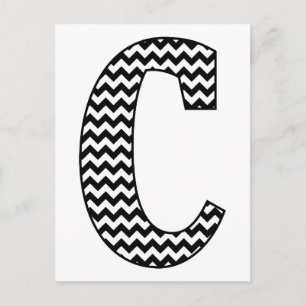 Monogramm des Zickzack Buchstaben C, schwarz und w Postkarte