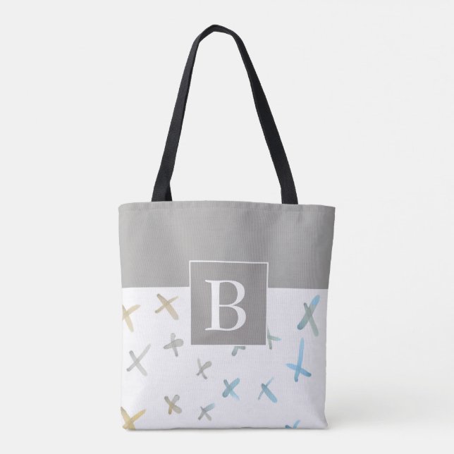 monogramm-Design, grau-weiß, abstrakt Tasche (Rückseite)