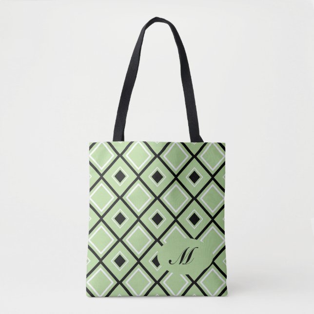 Monogramm Diamant Muster Tote Bag Tasche (Vorderseite)