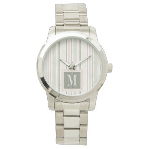 Monogramm   die Freude Aquarell-den Streifen an Armbanduhr