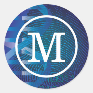 Monogramm-DNA-Fingerabdruck Runder Aufkleber