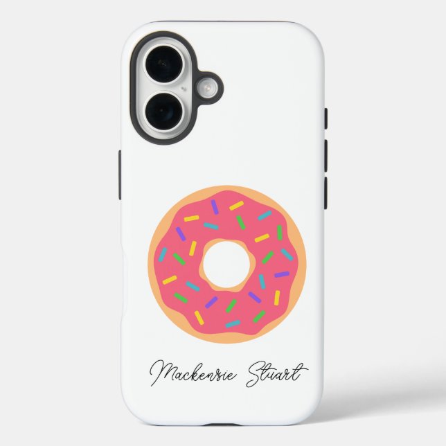 Monogramm Donut Pink Niedlich iPhone 16 Hülle (Rückseite)