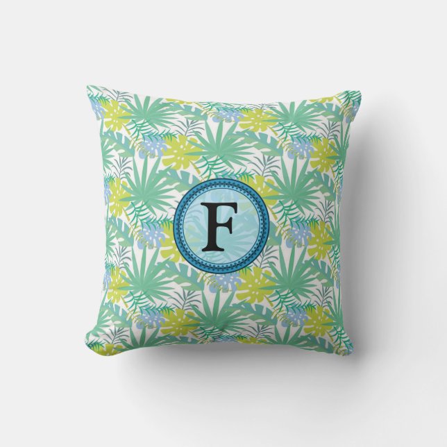 Monogramm-Drehkissen für das tropische Design Kissen (Vorderseite)