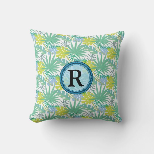 Monogramm-Drehkissen für das tropische Design Kissen (Vorderseite)