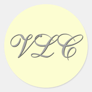 Monogramm-Drei-Creme-und-Grausticker Runder Aufkleber