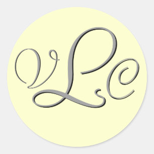 Monogramm-Drei-Creme-und-Grausticker Runder Aufkleber