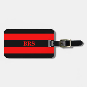 Monogramm Drei schwarze Streifen auf Rot Gepäckanhänger