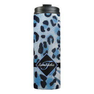 Monogramm Druck Leopardenmuster Thermosbecher
