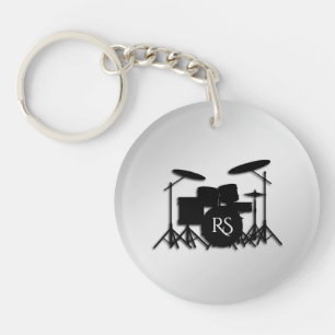 Monogramm Drum Set Silber Schlüsselanhänger