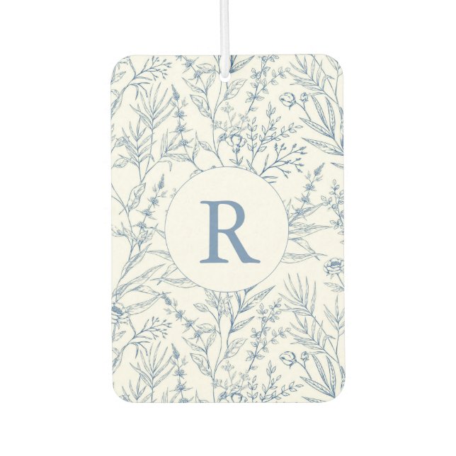 Monogramm-Duftspender mit französischem Toile-Blum Autolufterfrischer (Vorderseite)