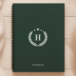 Monogramm Dunkelgrün Modern Minimalist Fitness Planer