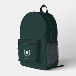 Monogramm Dunkelgrün Stylisch Modern Minimalistisc Bedruckter Rucksack