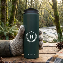 Monogramm Dunkelgrün Stylisch Modern Minimalistisc Thermosbecher