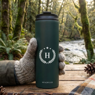 Monogramm Dunkelgrün Stylisch Modern Minimalistisc Thermosbecher
