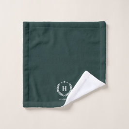 Monogramm Dunkelgrün Stylisch Modern Minimalistisc Waschlappen