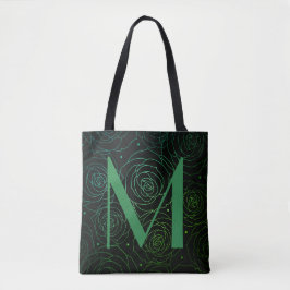 Monogramm Dunkle Florale Rose Motivationszitat Tasche
