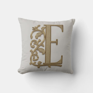 Monogramm E Hellgrau Familie, Hochzeit, Geburtstag Kissen