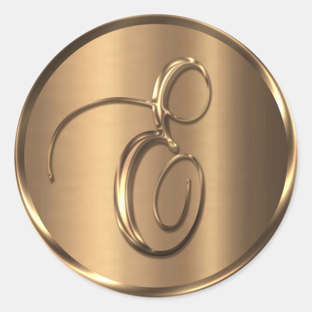 Monogramm E NONMETALLIC Bronze-Umschlag Aufkleber (Vorderseite)