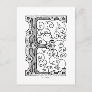 Monogramm E Postkarte
