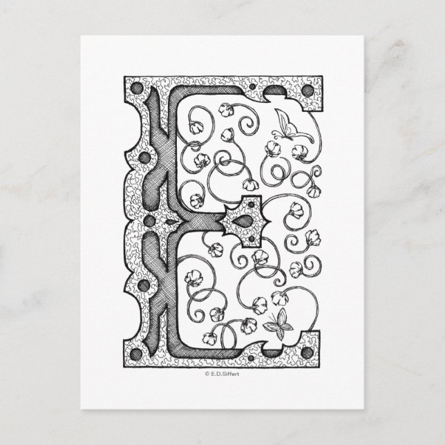Monogramm E Postkarte (Vorderseite)