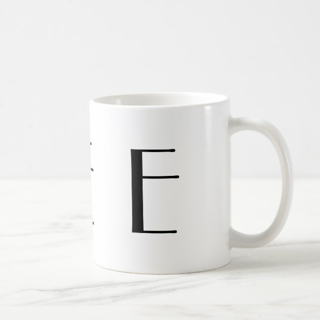 Monogramm E Schwarz-Weiß Moderner Kaffeebecher Kaffeetasse (Rechts)