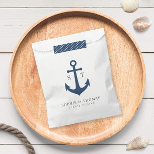 Monogramm editierbare Farbe Anker nautische Hochze Geschenktütchen