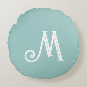 Monogramm Eierschalen Blau Rundes Kissen