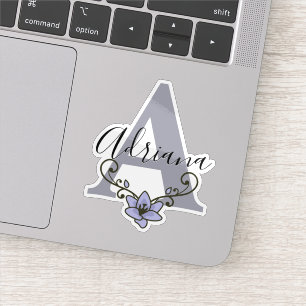 Monogramm Eigener Name Romantische Lilienblume Aufkleber