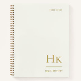 Monogramm Einfach Elegant Elfenbein Gold Personali Notizbuch