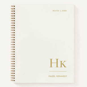 Monogramm Einfach Elegant Elfenbein Gold Personali Notizbuch