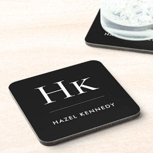 Monogramm Einfach Elegant Minimales Monogramm Schw Getränkeuntersetzer