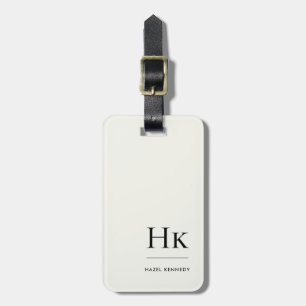 Monogramm Einfach Modern Elegant Elfenbeinweiß Kla Gepäckanhänger