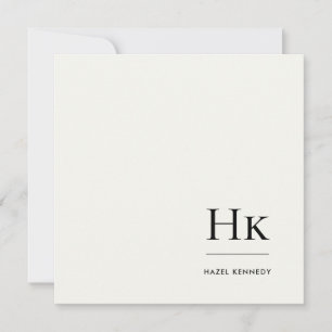 Monogramm Einfach Moderne monogrammierte Elfenbein Mitteilungskarte
