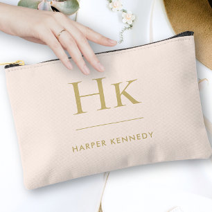 Monogramm Einfach Rosa Gold Chic Mit Monogramm Zubehörtasche