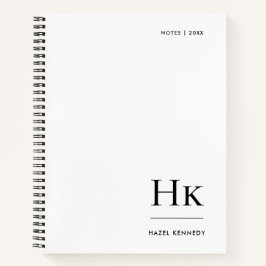 Monogramm Einfache Minimalistische weiße Personali Notizbuch