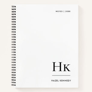 Monogramm Einfache Minimalistische weiße Personali Notizbuch