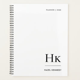 Monogramm Einfache Minimalistische weiße Personali Planer