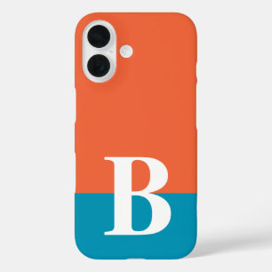 Monogramm Einfache Moderne Orange Blau iPhone 16 Hülle