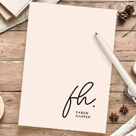 Monogramm | Einfache, moderne Rosa Personalisiert Briefpapier