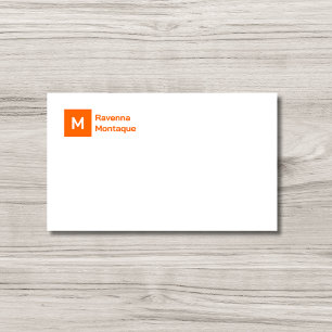 Monogramm Einfache Sonnenuntergangsorange Personal Mitteilungskarte