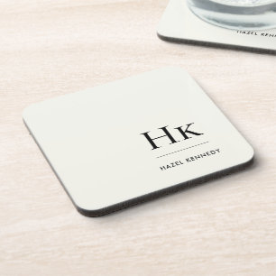 Monogramm einfaches elegant minimalist elfenbeinwe getränkeuntersetzer