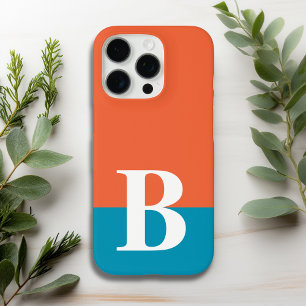Monogramm Einfaches Modernes Orange Blau iPhone 16 Pro Hülle