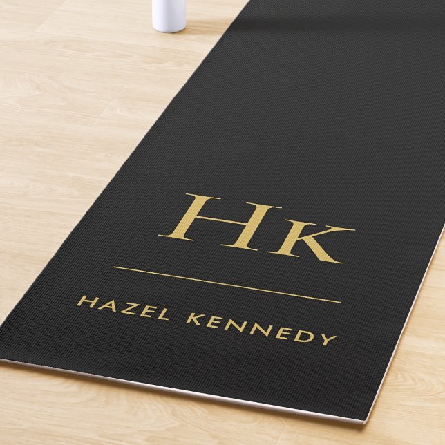 Monogramm einfaches schwarzes Gold-Yoga-Mat Yogamatte (Von Creator hochgeladen)